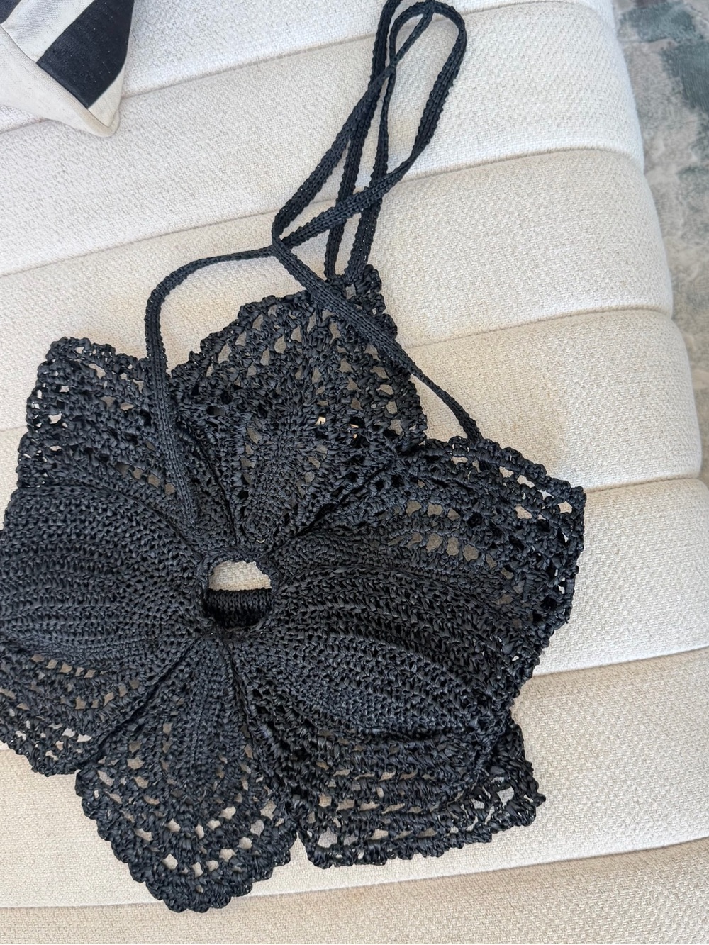 Cult Gaia - Hand-Crocheted Black Floral Halter Top - Picture 4 of 5